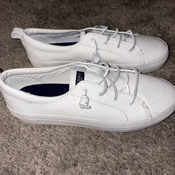 Sperry Shoes - Sperry Top-Sider Women's 12 Crest Vibe White Leather Sneakers STS84423